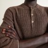 Ribbed Linen and Cotton-Blend Henley Sweater - CU Ribbed Linen and Cotton-Blend Henley Sweater - CU