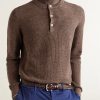 Ribbed Linen and Cotton-Blend Henley Sweater - FR Ribbed Linen and Cotton-Blend Henley Sweater - FR