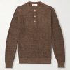 Ribbed Linen and Cotton-Blend Henley Sweater Ribbed Linen and Cotton-Blend Henley Sweater