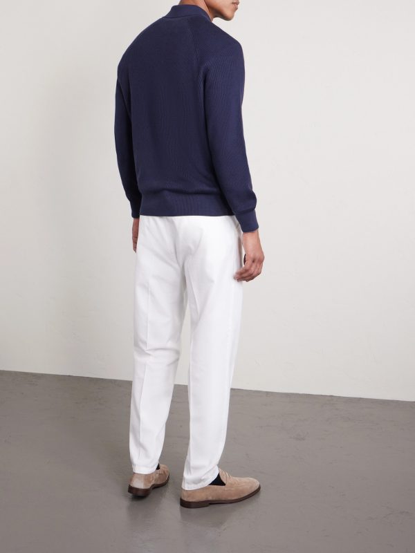Ribbed Cotton Polo Shirt - BK Ribbed Cotton Polo Shirt - BK