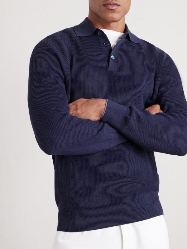 Ribbed Cotton Polo Shirt - FR Ribbed Cotton Polo Shirt - FR