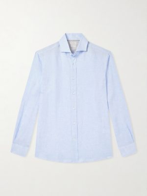 Cutaway-Collar Linen Shirt