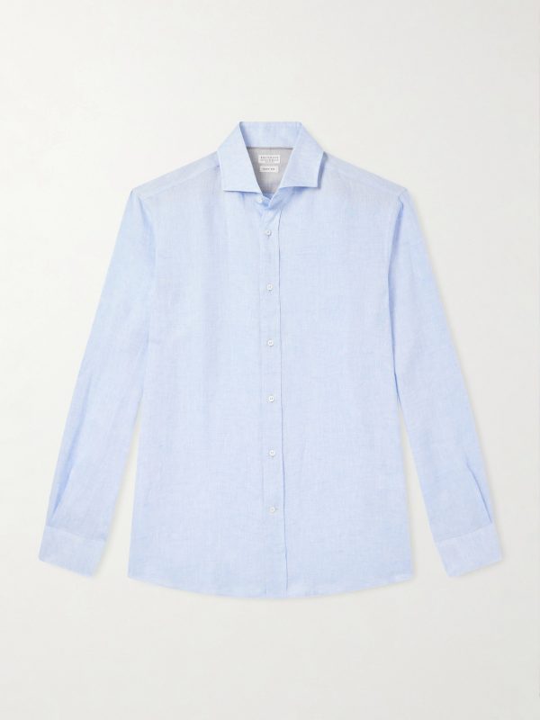 Cutaway-Collar Linen Shirt Cutaway-Collar Linen Shirt
