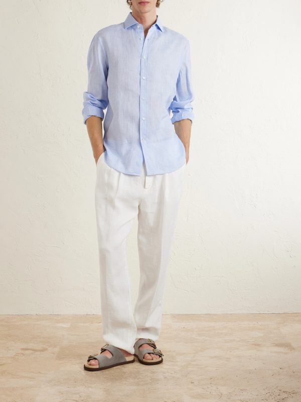Cutaway-Collar Linen Shirt - OU Cutaway-Collar Linen Shirt - OU