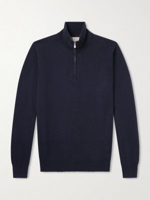 Contrast-Tipped Cashmere Half-Zip Sweater Contrast-Tipped Cashmere Half-Zip Sweater
