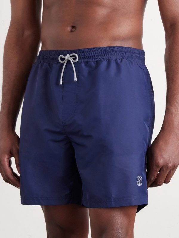 Straight-Leg Mid-Length Logo-Embroidered Swim Shorts - FR Straight-Leg Mid-Length Logo-Embroidered Swim Shorts - FR