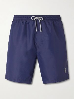 Straight-Leg Mid-Length Logo-Embroidered Swim Shorts Straight-Leg Mid-Length Logo-Embroidered Swim Shorts