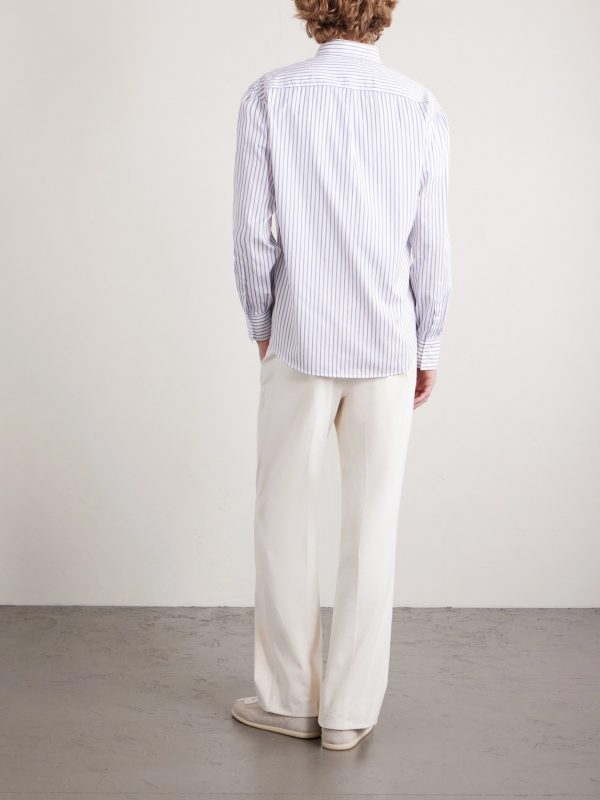 Button-Down Collar Striped Cotton-Poplin Shirt - BK Button-Down Collar Striped Cotton-Poplin Shirt - BK