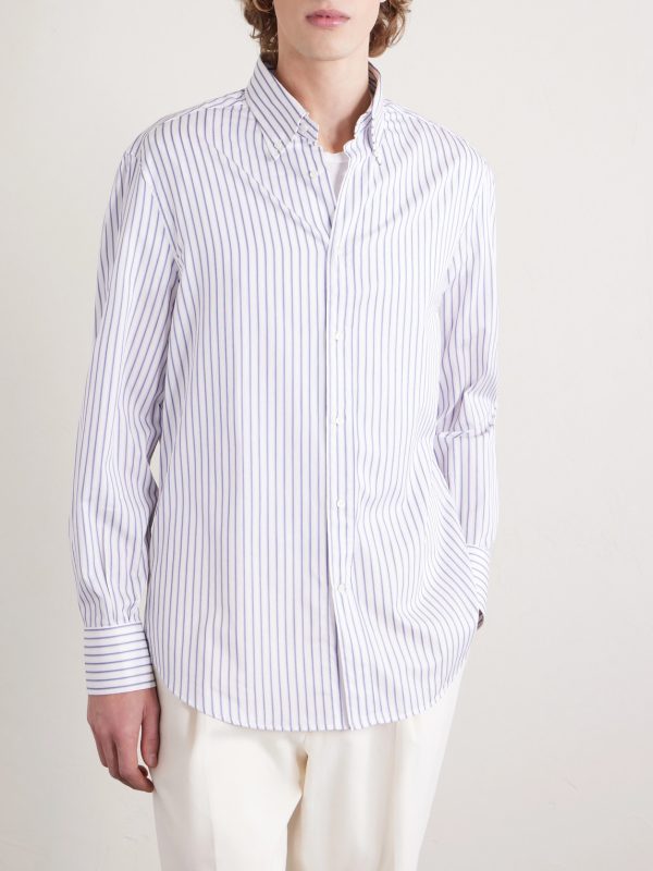 Button-Down Collar Striped Cotton-Poplin Shirt - FR Button-Down Collar Striped Cotton-Poplin Shirt - FR
