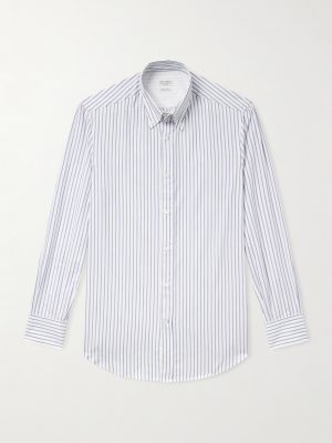 Button-Down Collar Striped Cotton-Poplin Shirt