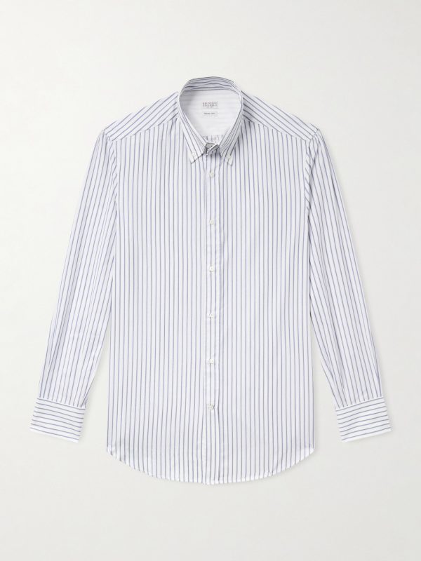 Button-Down Collar Striped Cotton-Poplin Shirt Button-Down Collar Striped Cotton-Poplin Shirt