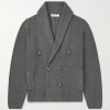 Shawl-Collar Double-Breasted Ribbed Cotton Cardigan Shawl-Collar Double-Breasted Ribbed Cotton Cardigan