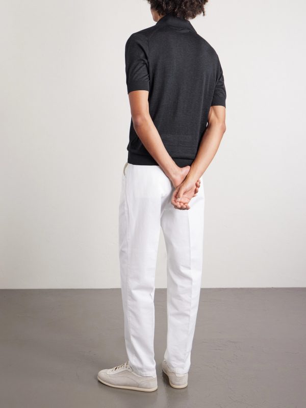 Slim-Fit Silk and Cotton-Blend Polo Shirt - BK