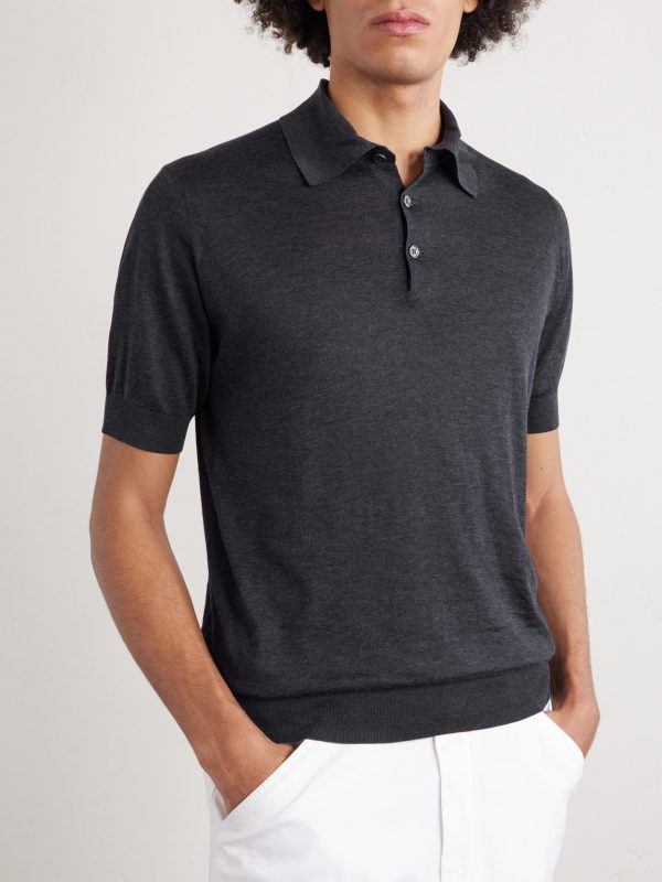 Slim-Fit Silk and Cotton-Blend Polo Shirt - FR