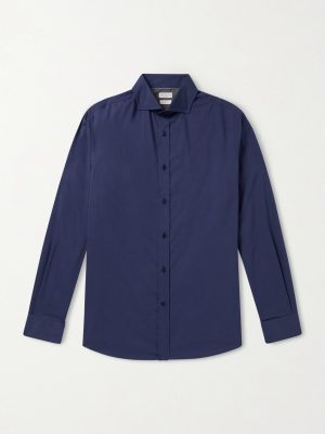 Cutaway-Collar Cotton Shirt