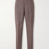 Straight-Leg Pleated Linen and Wool-Blend Suit Trousers