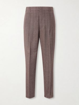Straight-Leg Pleated Linen and Wool-Blend Suit Trousers Straight-Leg Pleated Linen and Wool-Blend Suit Trousers