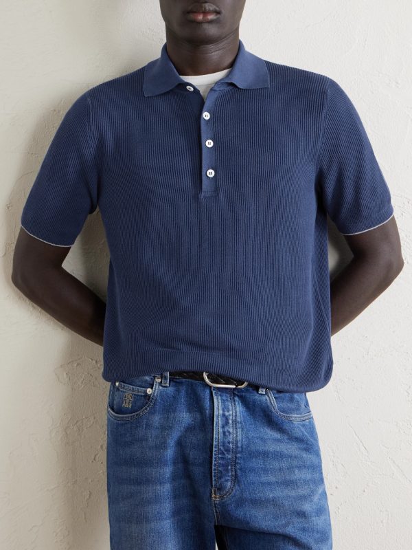 Ribbed Cotton Polo Shirt - FR Ribbed Cotton Polo Shirt - FR