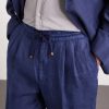 Tapered Pleated Linen-Twill Drawstring Trousers - E1 Tapered Pleated Linen-Twill Drawstring Trousers - E1