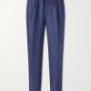 Tapered Pleated Linen-Twill Drawstring Trousers Tapered Pleated Linen-Twill Drawstring Trousers