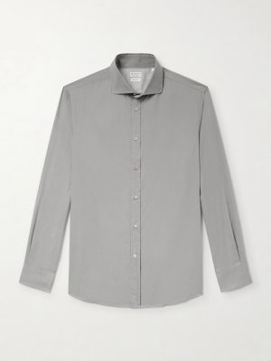 Cutaway-Collar Cotton Shirt
