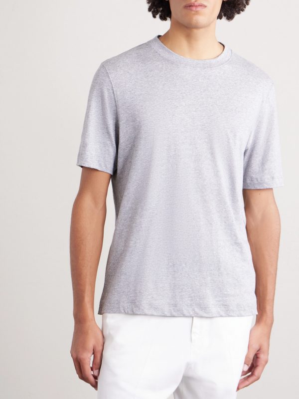 Slub Linen and Cotton-Blend Jersey T-Shirt - FR Slub Linen and Cotton-Blend Jersey T-Shirt - FR