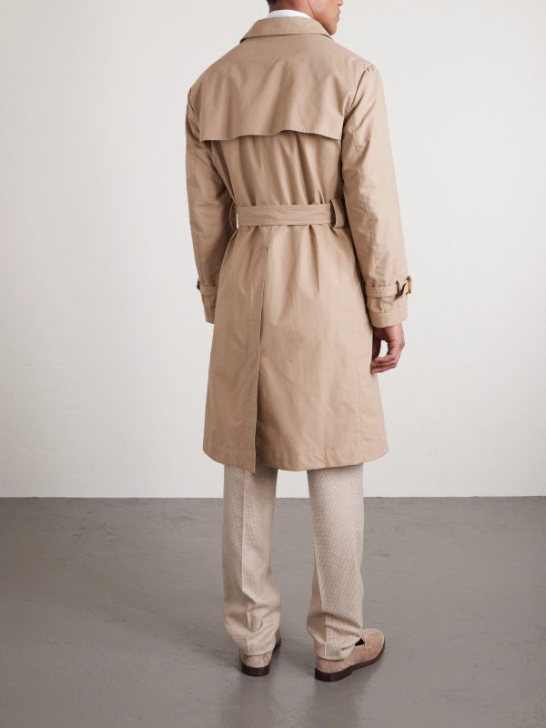 Belted Cotton-Blend Trench Coat - BK