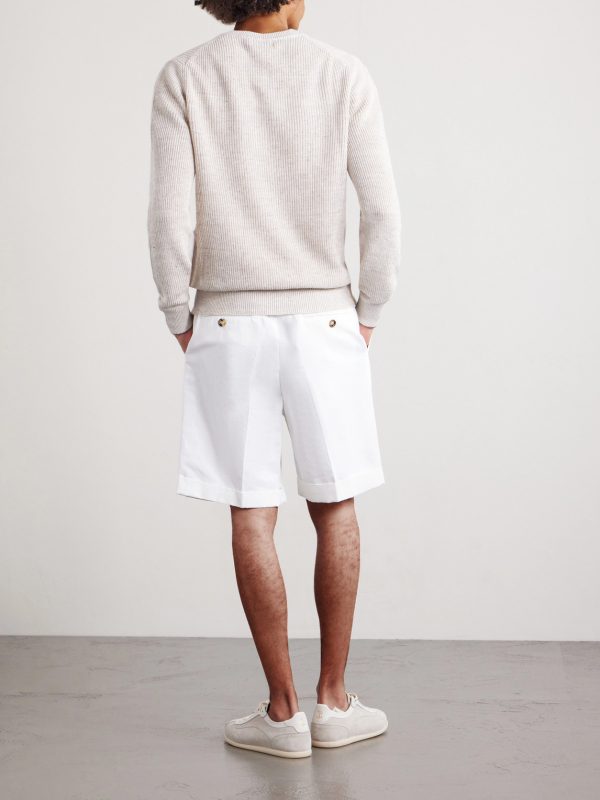 Wide-Leg Pleated Cotton and Linen-Blend Bermuda Shorts - BK Wide-Leg Pleated Cotton and Linen-Blend Bermuda Shorts - BK