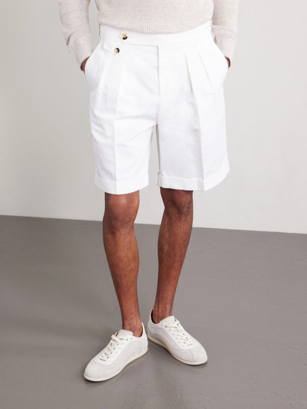 Wide-Leg Pleated Cotton and Linen-Blend Bermuda Shorts - FR Wide-Leg Pleated Cotton and Linen-Blend Bermuda Shorts - FR