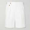Wide-Leg Pleated Cotton and Linen-Blend Bermuda Shorts Wide-Leg Pleated Cotton and Linen-Blend Bermuda Shorts