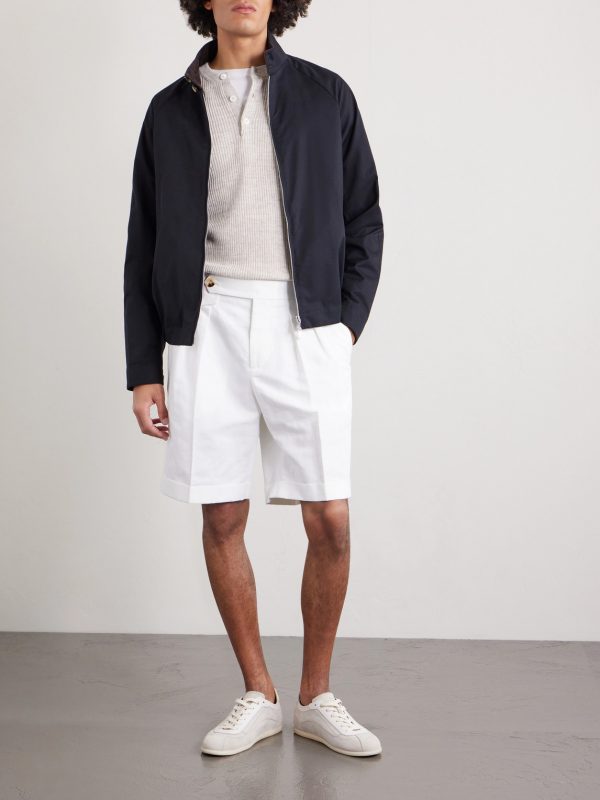 Wide-Leg Pleated Cotton and Linen-Blend Bermuda Shorts - OU Wide-Leg Pleated Cotton and Linen-Blend Bermuda Shorts - OU