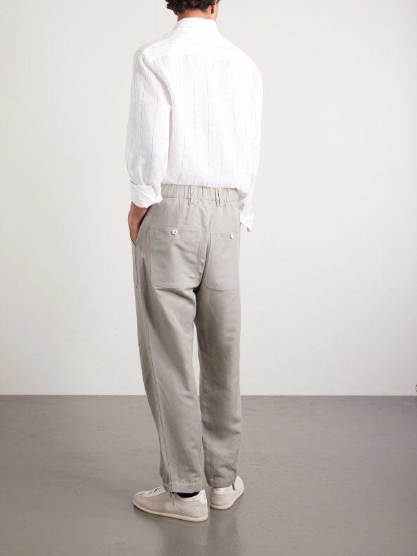 Straight-Leg Linen and Cotton-Blend Trousers - BK
