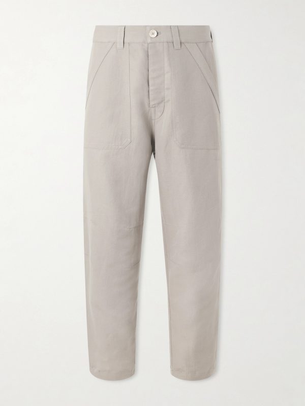 Straight-Leg Linen and Cotton-Blend Trousers