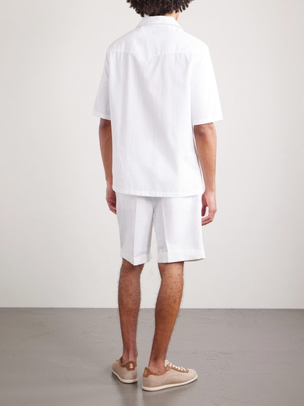 Camp-Collar Textured-Cotton Shirt - BK Camp-Collar Textured-Cotton Shirt - BK