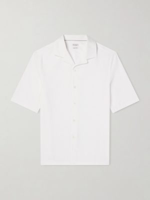 Camp-Collar Textured-Cotton Shirt