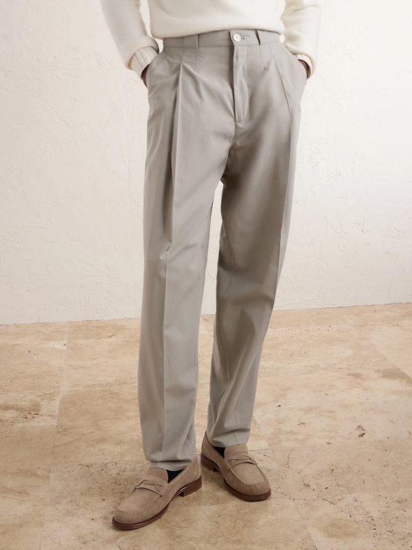 Straight-Leg Pleated Cotton-Twill Trousers - FR Straight-Leg Pleated Cotton-Twill Trousers - FR