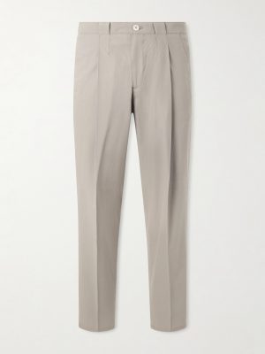 Straight-Leg Pleated Cotton-Twill Trousers Straight-Leg Pleated Cotton-Twill Trousers