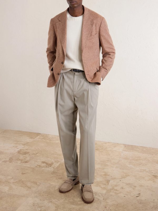 Straight-Leg Pleated Cotton-Twill Trousers - OU Straight-Leg Pleated Cotton-Twill Trousers - OU
