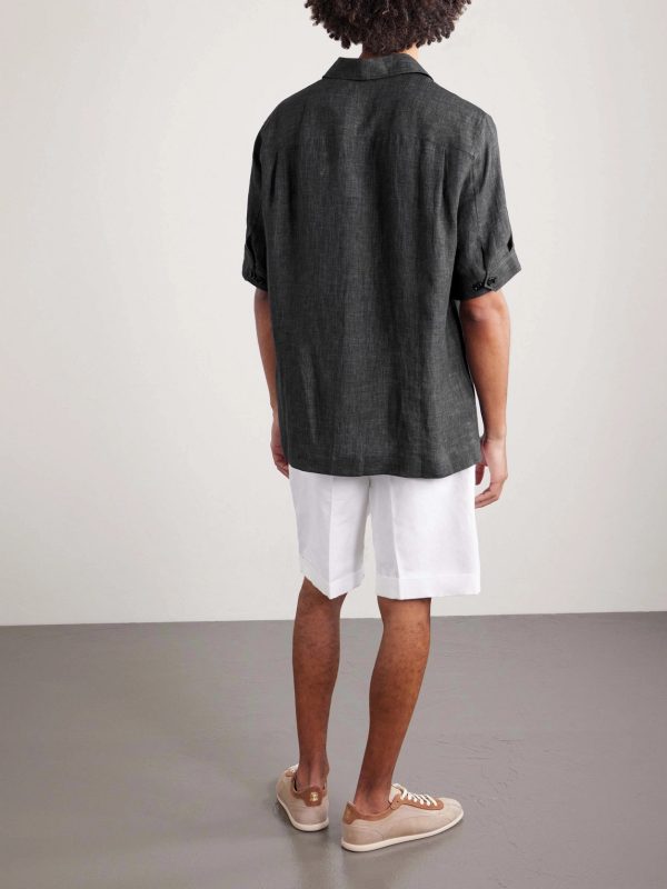Camp-Collar Linen Shirt - BK