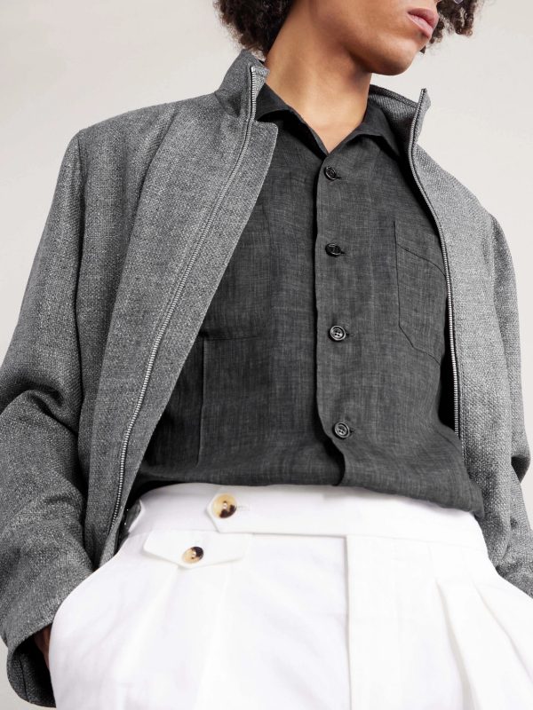 Camp-Collar Linen Shirt - CU