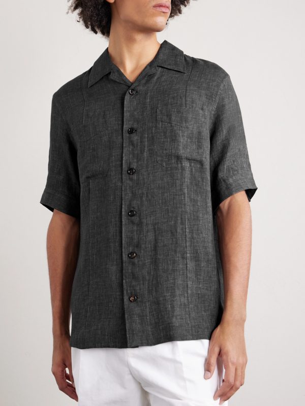 Camp-Collar Linen Shirt - FR