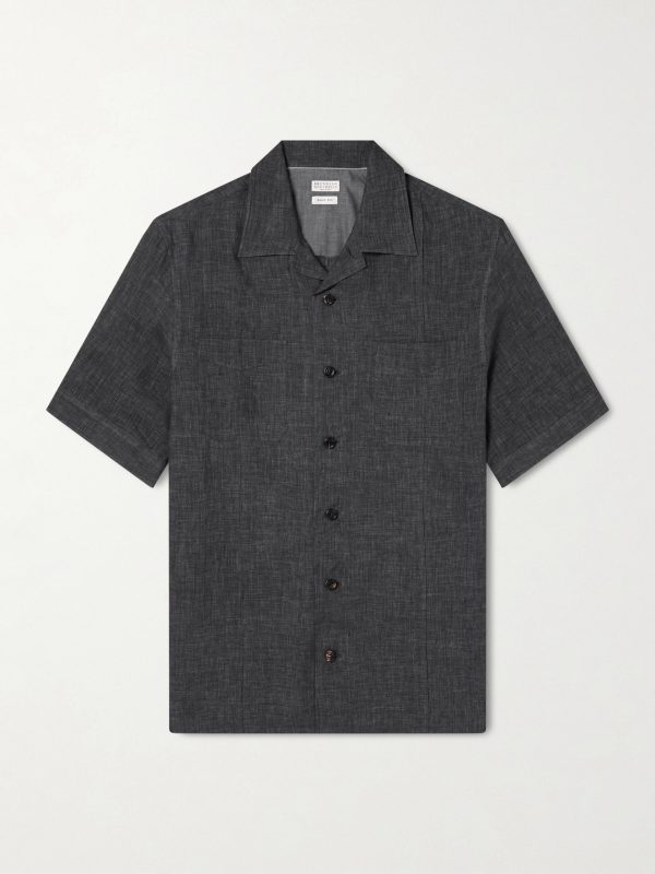 Camp-Collar Linen Shirt