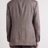 Double-Breasted Herringbone Linen and Virgin Wool-Blend Suit Jacket - BK