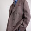 Double-Breasted Herringbone Linen and Virgin Wool-Blend Suit Jacket - CU