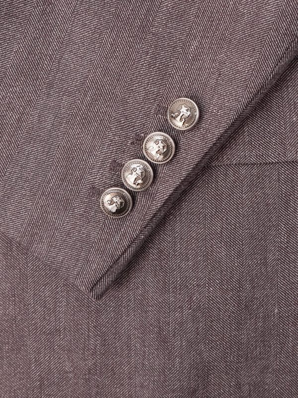 Double-Breasted Herringbone Linen and Virgin Wool-Blend Suit Jacket - E1