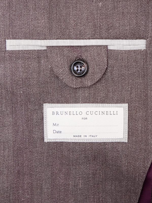 Double-Breasted Herringbone Linen and Virgin Wool-Blend Suit Jacket - E2