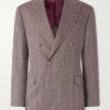 Double-Breasted Herringbone Linen and Virgin Wool-Blend Suit Jacket