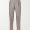 Straight-Leg Pleated Prince of Wales Checked Wool, Silk and Linen-Blend Trousers Straight-Leg Pleated Prince of Wales Checked Wool, Silk and Linen-Blend Trousers