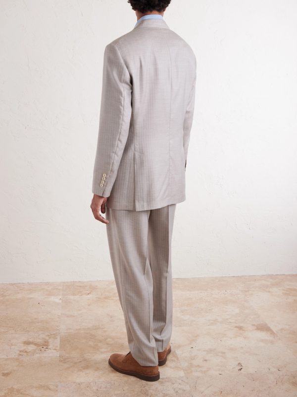 Double-Breasted Herringbone Cashmere and Silk-Blend Suit Jacket - BK Double-Breasted Herringbone Cashmere and Silk-Blend Suit Jacket - BK