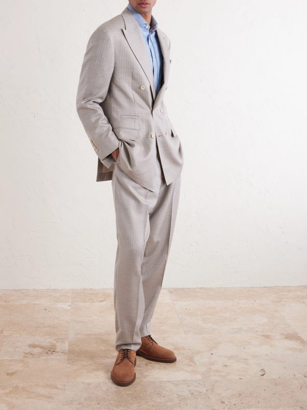 Double-Breasted Herringbone Cashmere and Silk-Blend Suit Jacket - OU Double-Breasted Herringbone Cashmere and Silk-Blend Suit Jacket - OU